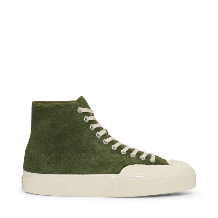2433 WORKS HAIRY SUEDE - Le Superga - Mid Cut - Unisex - MILITARY GREEN-OFF WHITE 1