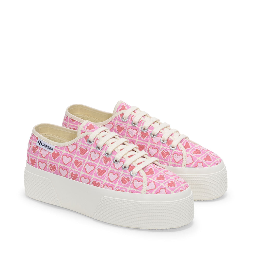 Woman's Platform Pink Sneakers with Cotton Upper 02