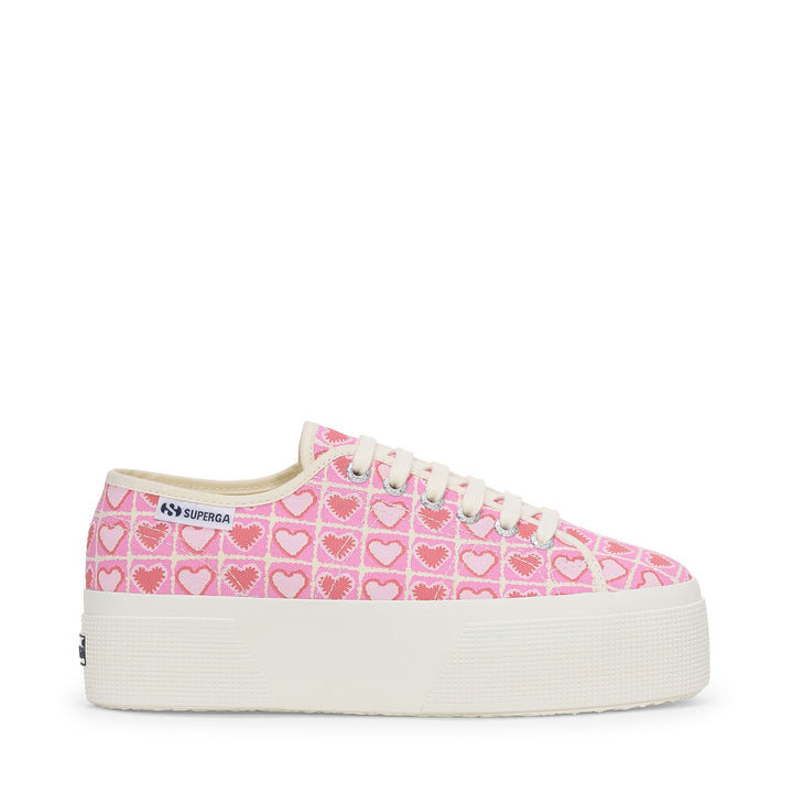 Woman's Platform Pink Sneakers with Cotton Upper 1