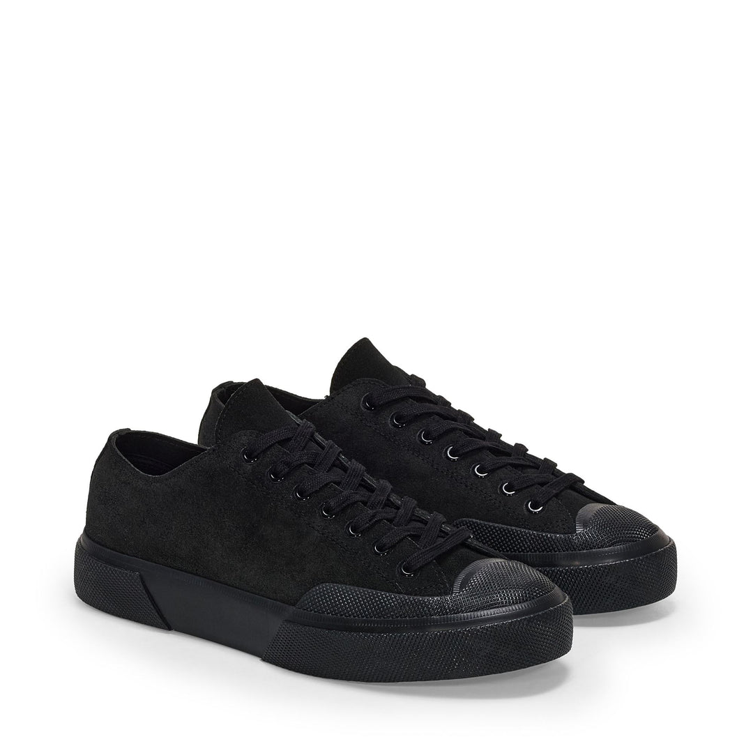 Unisex Low Cut Sneakers in Full Black with Suede Upper main
