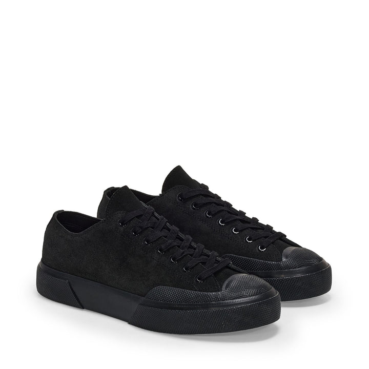 Unisex Low Cut Sneakers in Full Black with Suede Upper 2