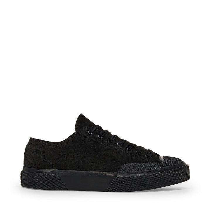 Unisex Low Cut Sneakers in Full Black with Suede Upper 1