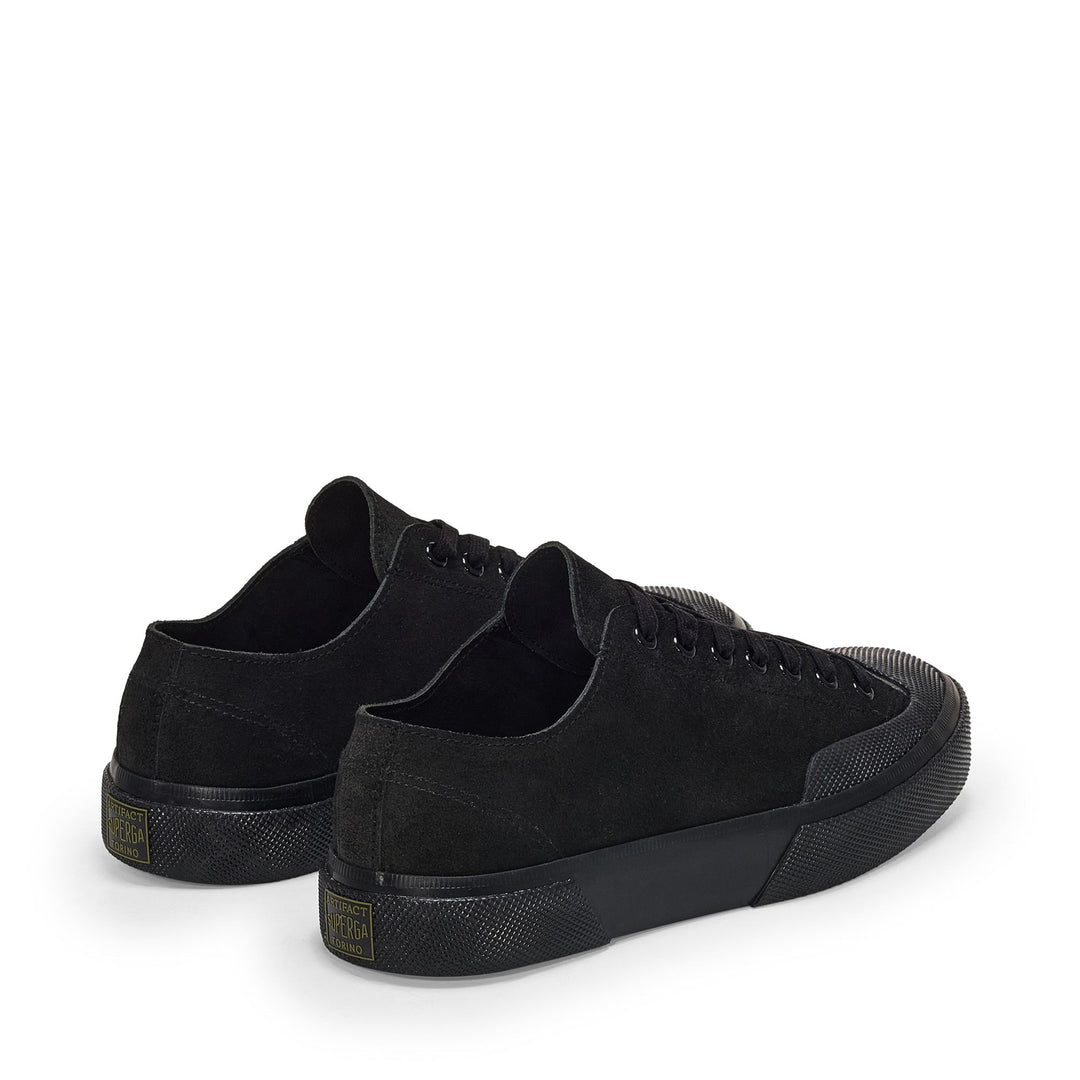 Unisex Low Cut Sneakers in Full Black with Suede Upper main