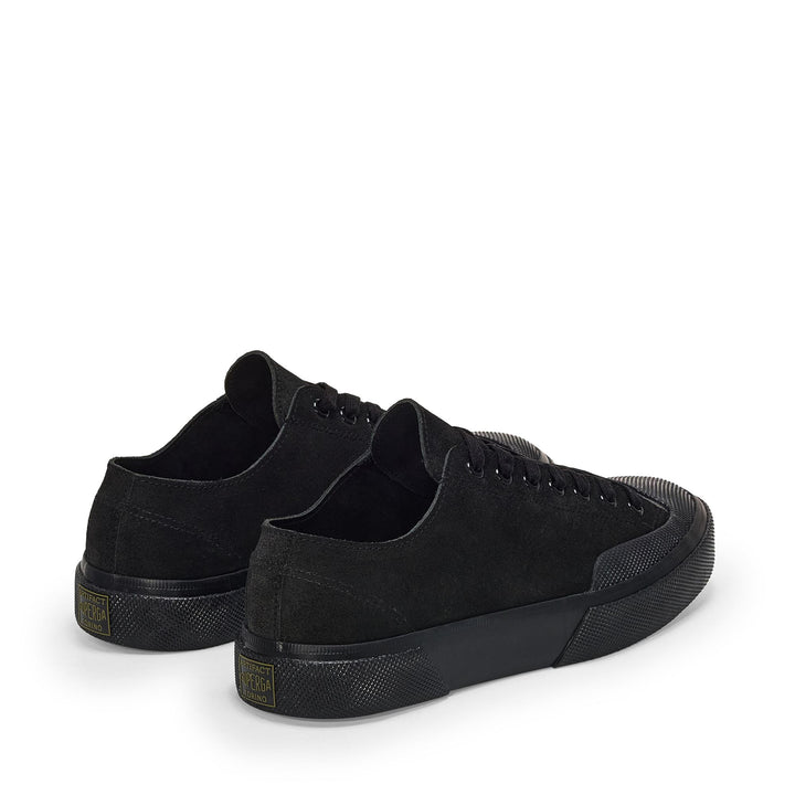Unisex Low Cut Sneakers in Full Black with Suede Upper 3