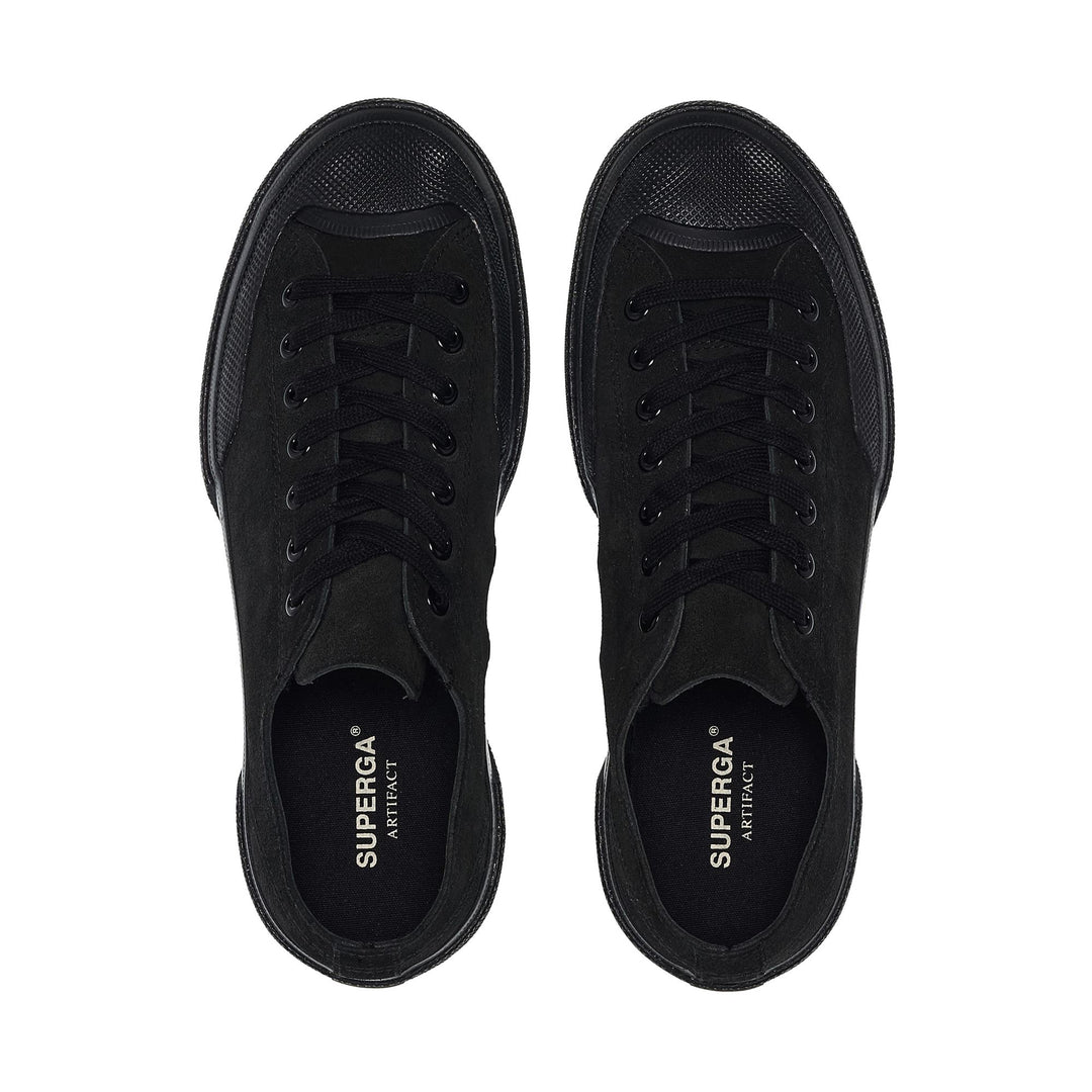 Unisex Low Cut Sneakers in Full Black with Suede Upper main