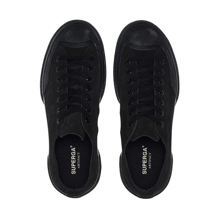 Unisex Low Cut Sneakers in Full Black with Suede Upper 4