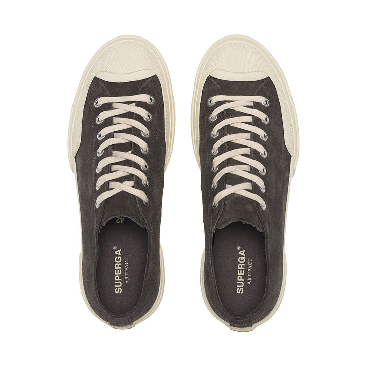 Unisex Grey Low Cut Sneakers with Suede Upper 4