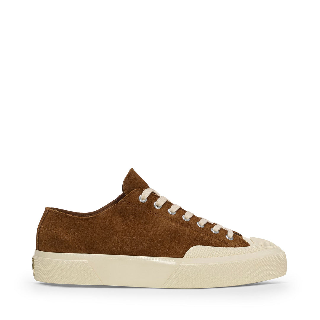 Sneakers basse unisex marroni con tomaia in pelle scamosciata 01