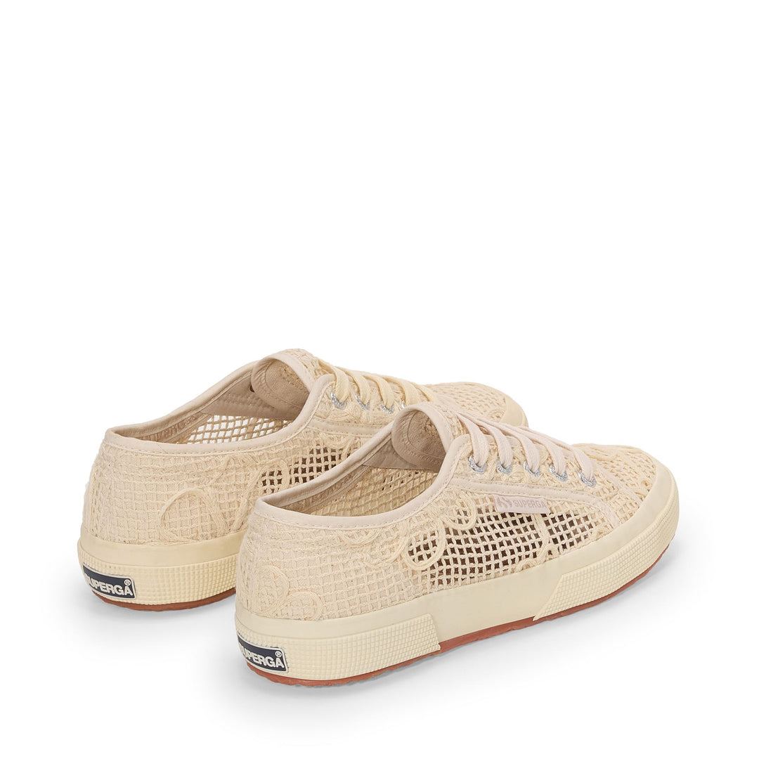 Woman's Beige Ballerina Sneakers with Crochet Cotton Upper main