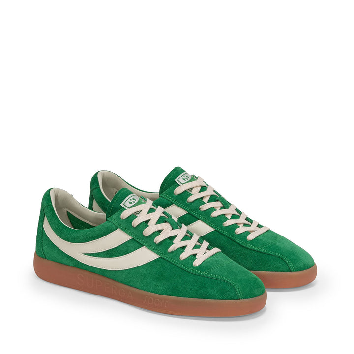 Unisex Low Cut Sneakers Green with Suede Upper 2