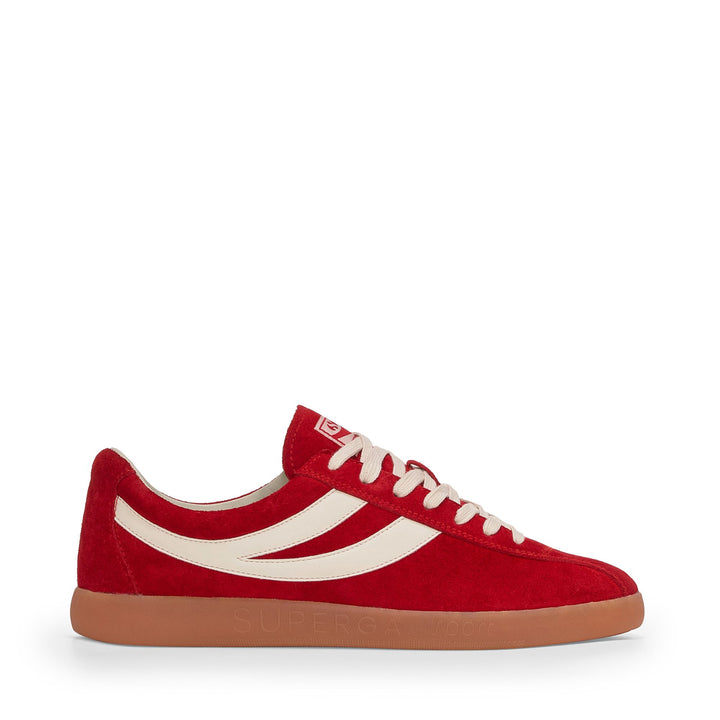 Unisex Red Sneakers with Suede Upper 1