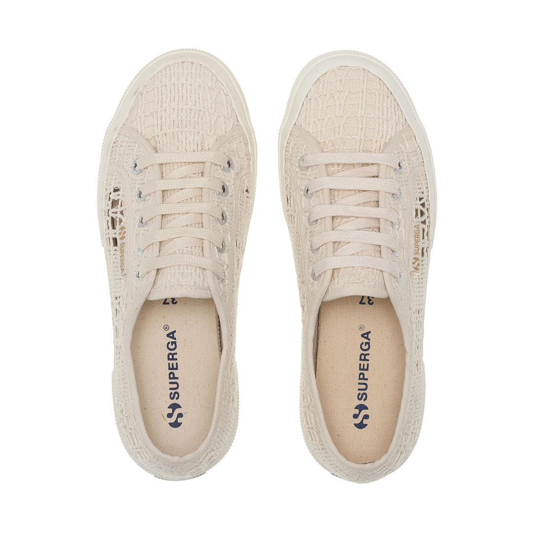 Woman's Low Cut Beige Sneakers with Cotton Upper main