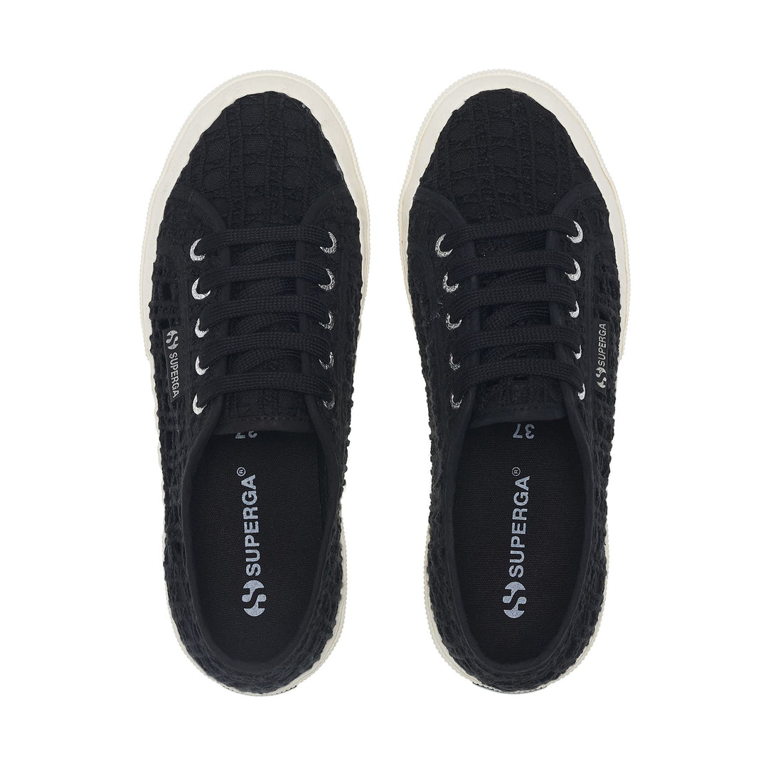 Woman's Classic Black Sneakers with Crochet Upper main