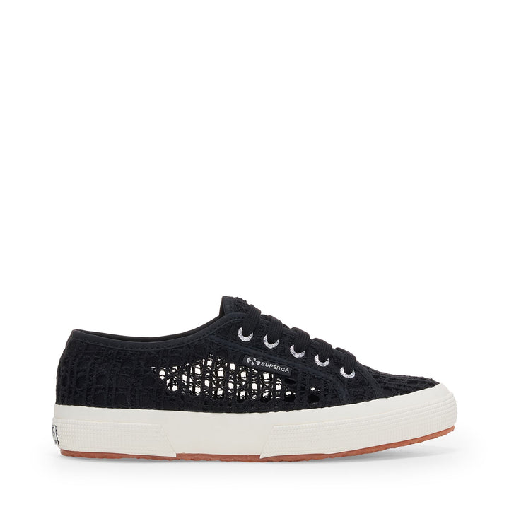 Woman's Classic Black Sneakers with Crochet Upper 1