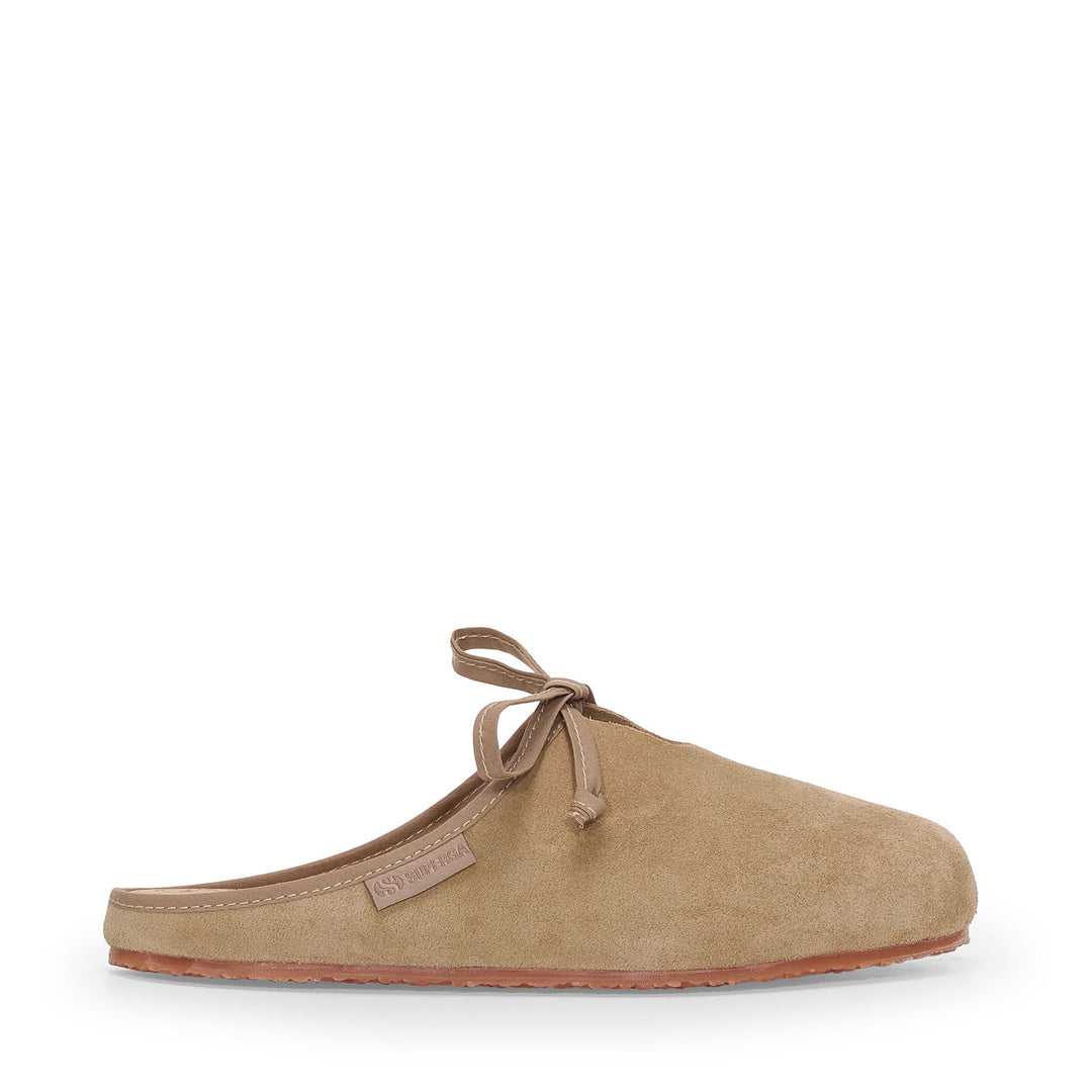 Zapatillas de bailarina beige para mujer con parte superior de ante 01