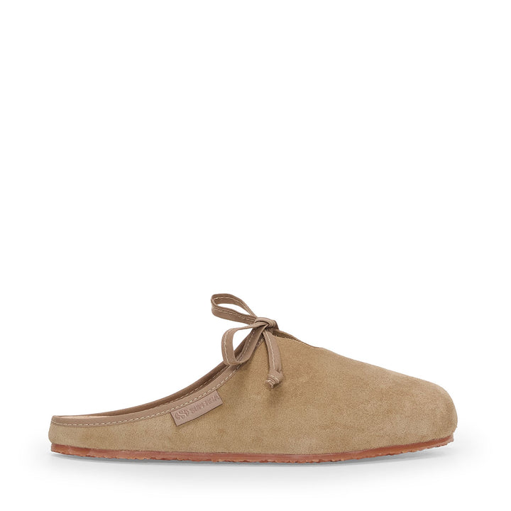 Woman's Ballerina Beige Slippers with Suede Upper 1