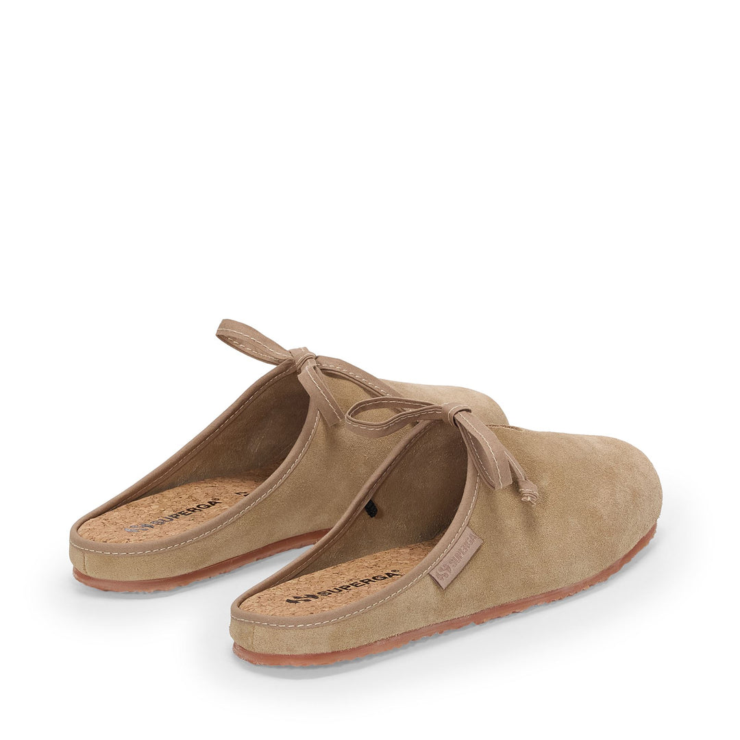 Beigefarbene Ballerina-Slipper für Damen mit Obermaterial aus Wildleder main