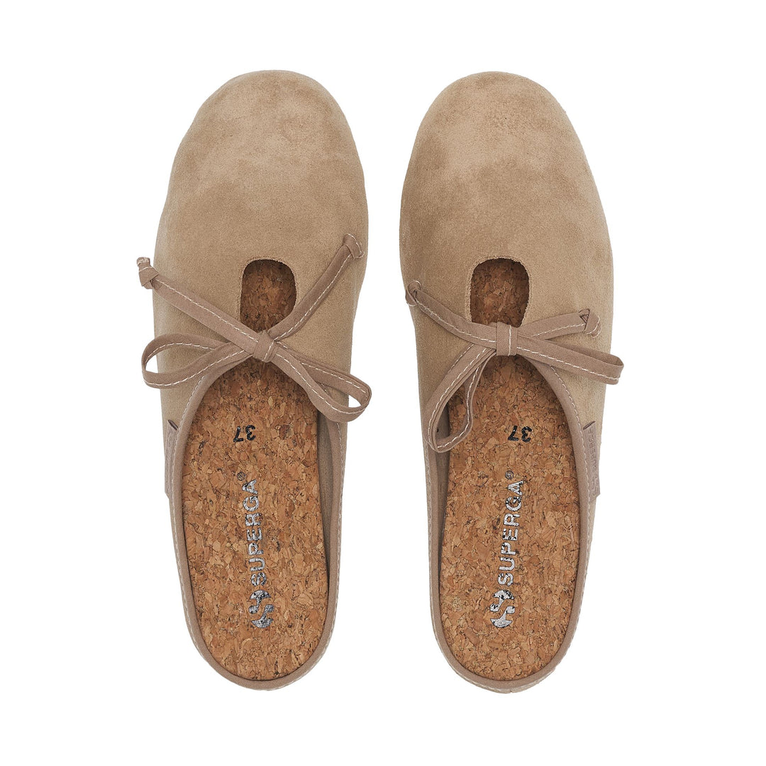 Beigefarbene Ballerina-Slipper für Damen mit Obermaterial aus Wildleder main