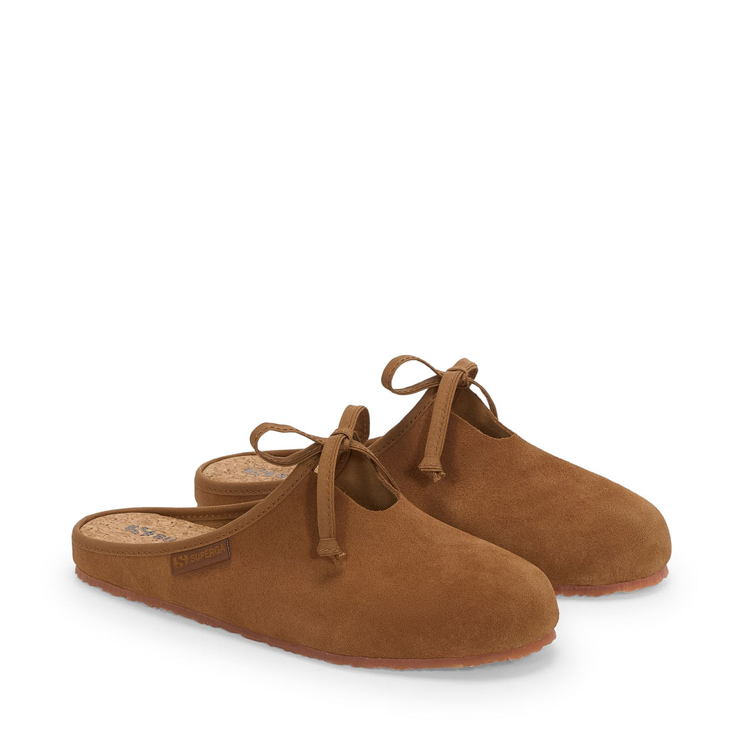 Braune Ballerina-Slipper für Damen mit Obermaterial aus Wildleder main