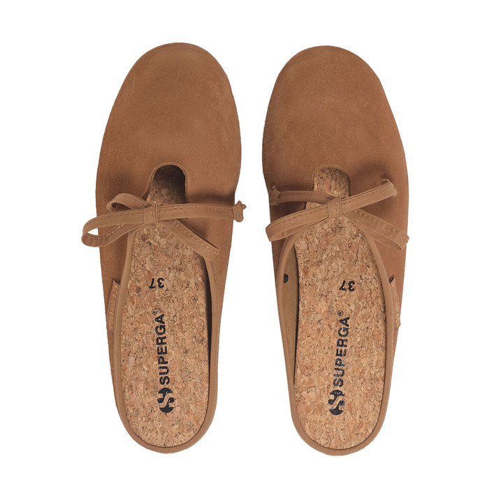 Braune Ballerina-Slipper für Damen mit Obermaterial aus Wildleder 4