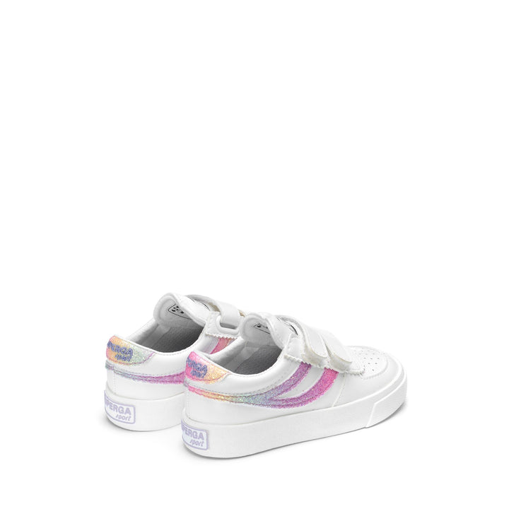 Sneakers Girl 2846 KIDS SEATTLE STRAPS IRIDESCENT Low Cut WHITE-PINK PASTEL MULTICOLOR Dressed Side (jpg Rgb)		