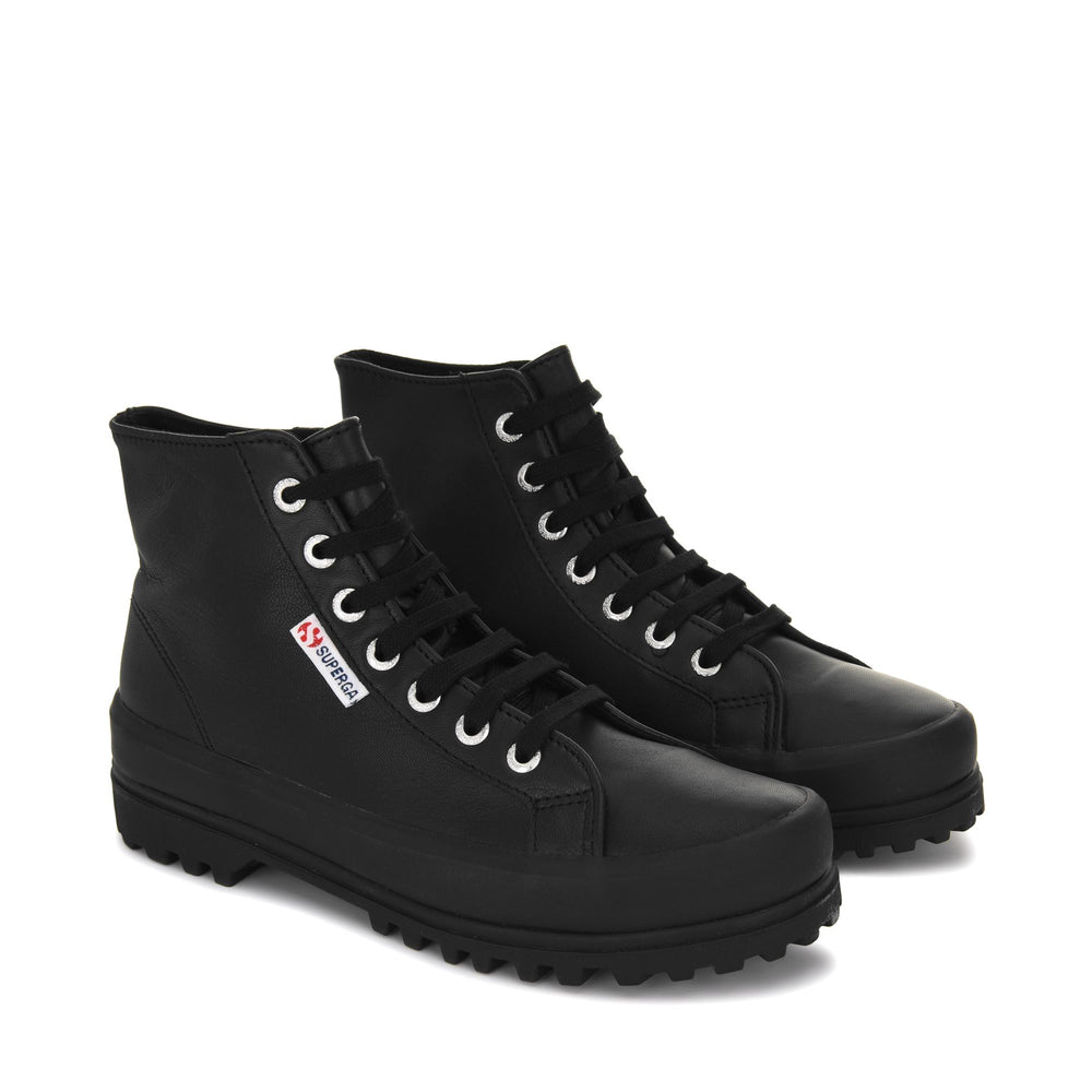 Botines negros unisex con parte superior de piel napa 02