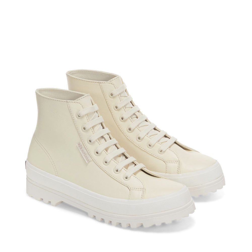 Botines unisex beige con parte superior de piel napa 02
