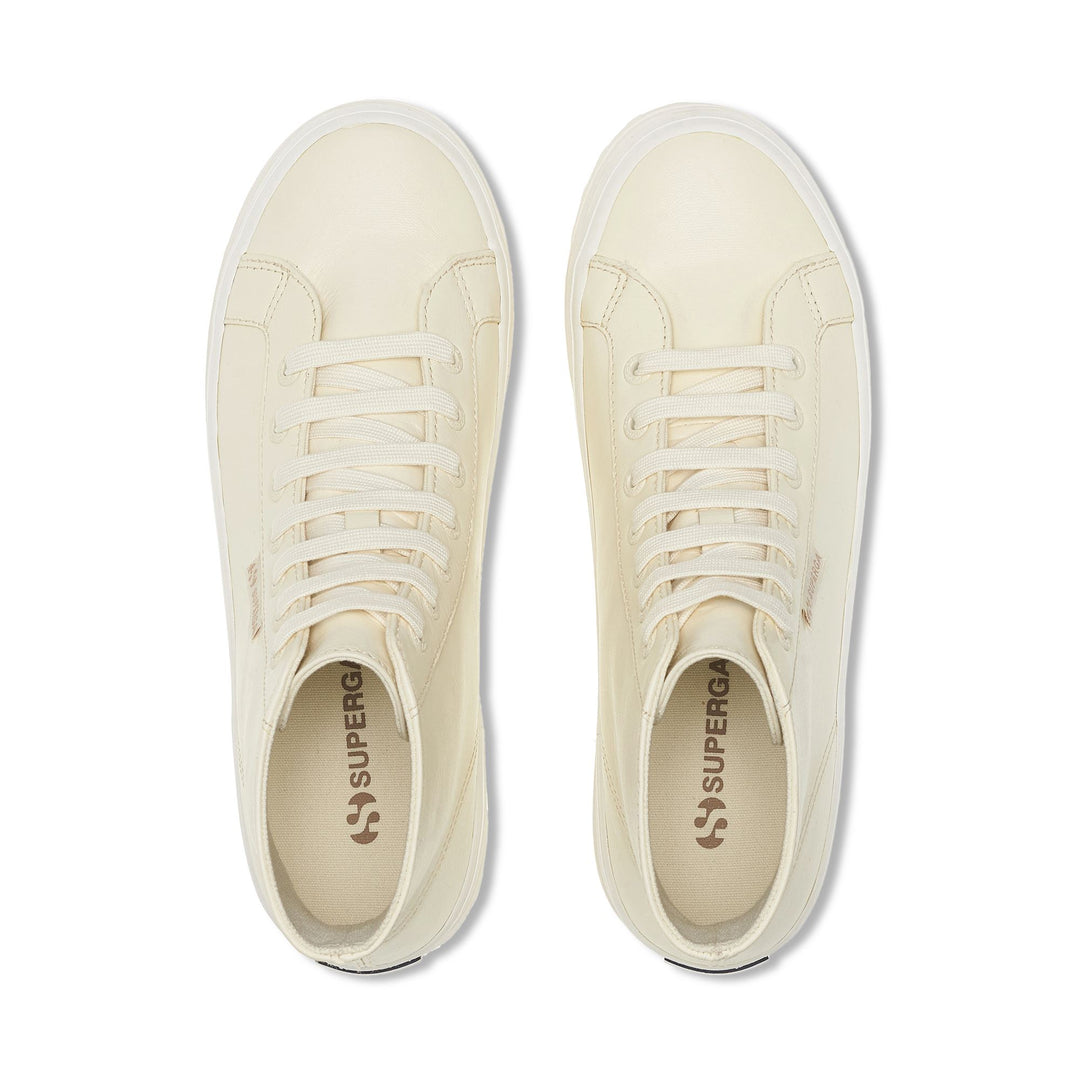 Botines unisex beige con parte superior de piel napa main