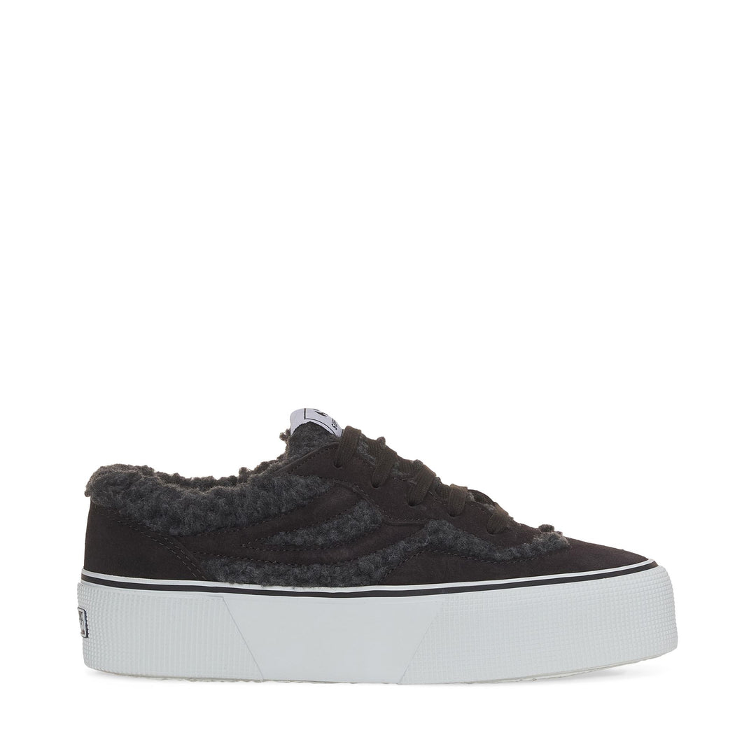 Zapatillas unisex negras de plataforma con parte superior de ante 01