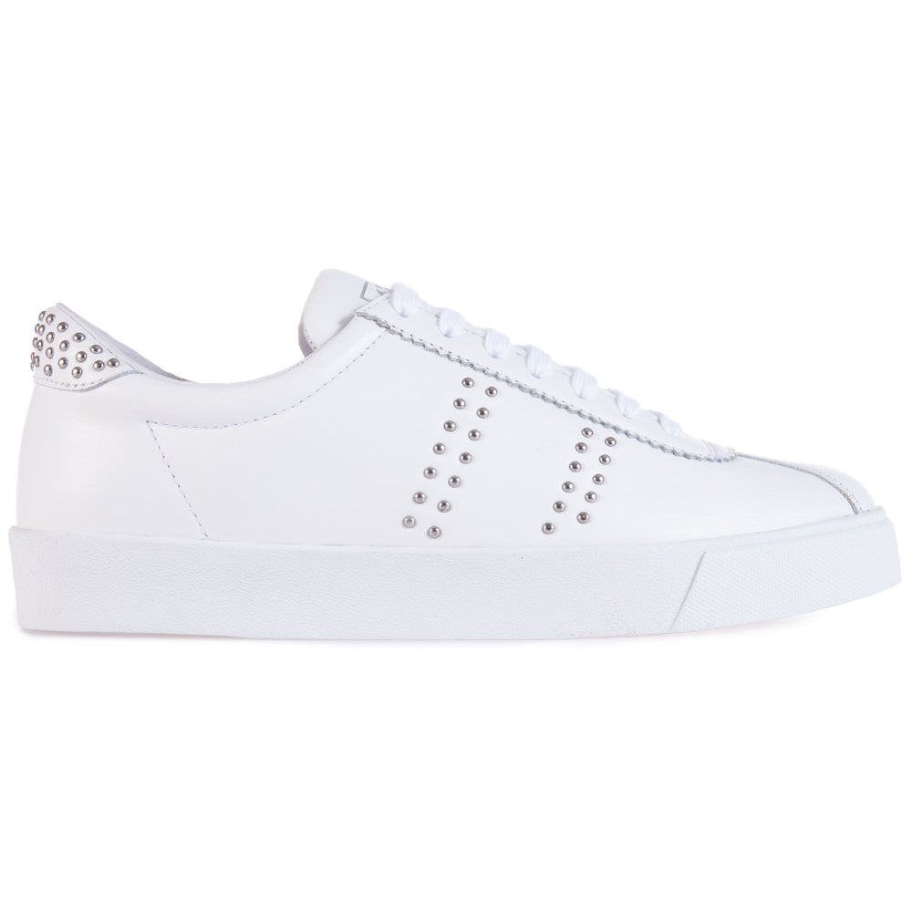 Sneakers Woman 2843 CLUB S STUDS Low Cut WHITE-SILVER Dressed Front (jpg Rgb)	