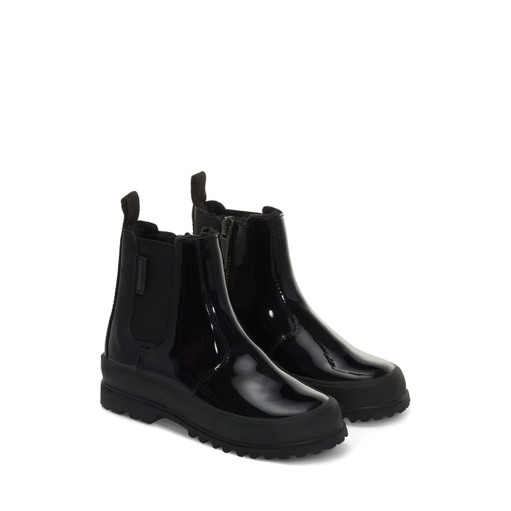 Ankle Boots Girl 2666 KIDS ALPINA SHINY SYNTHETIC Zip TOTAL BLACK Dressed Front (jpg Rgb)	