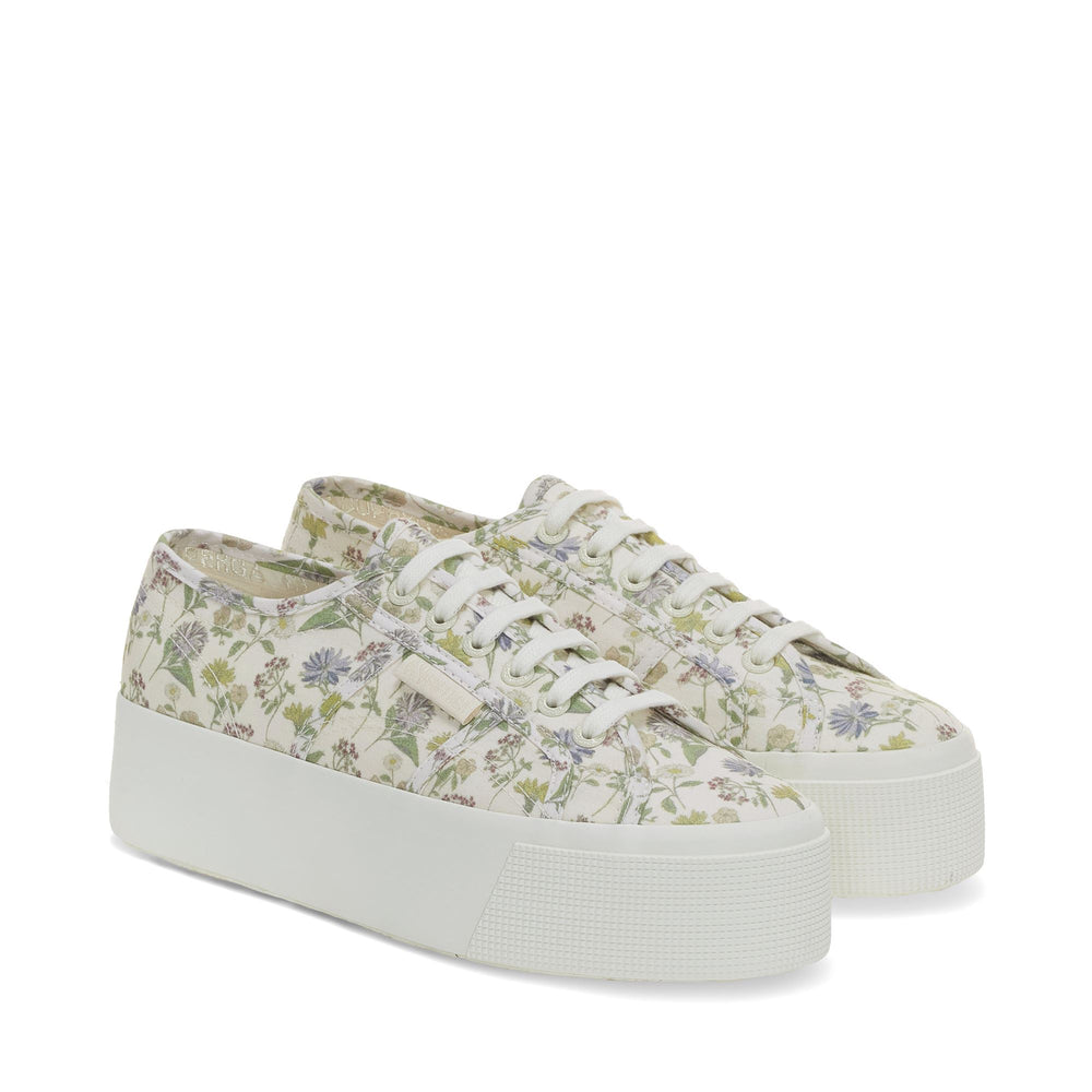 Lady Shoes Woman 2790 FLORAL PRINT Wedge WHITE AVORIO-FLORAL PRINT Dressed Front (jpg Rgb)	