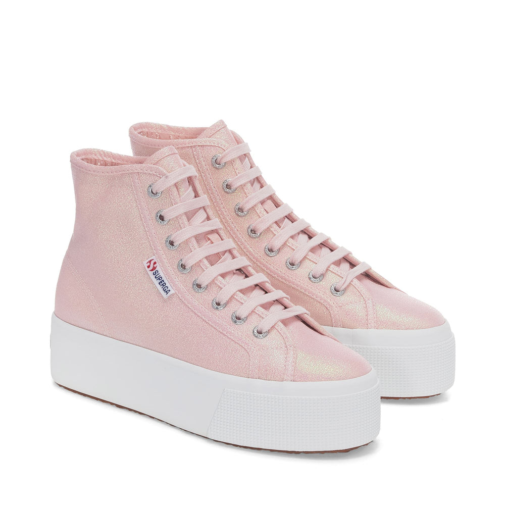 Lady Shoes Woman 2708 HI TOP LAME Wedge PINK ISH IRIDESCENT Dressed Front (jpg Rgb)	