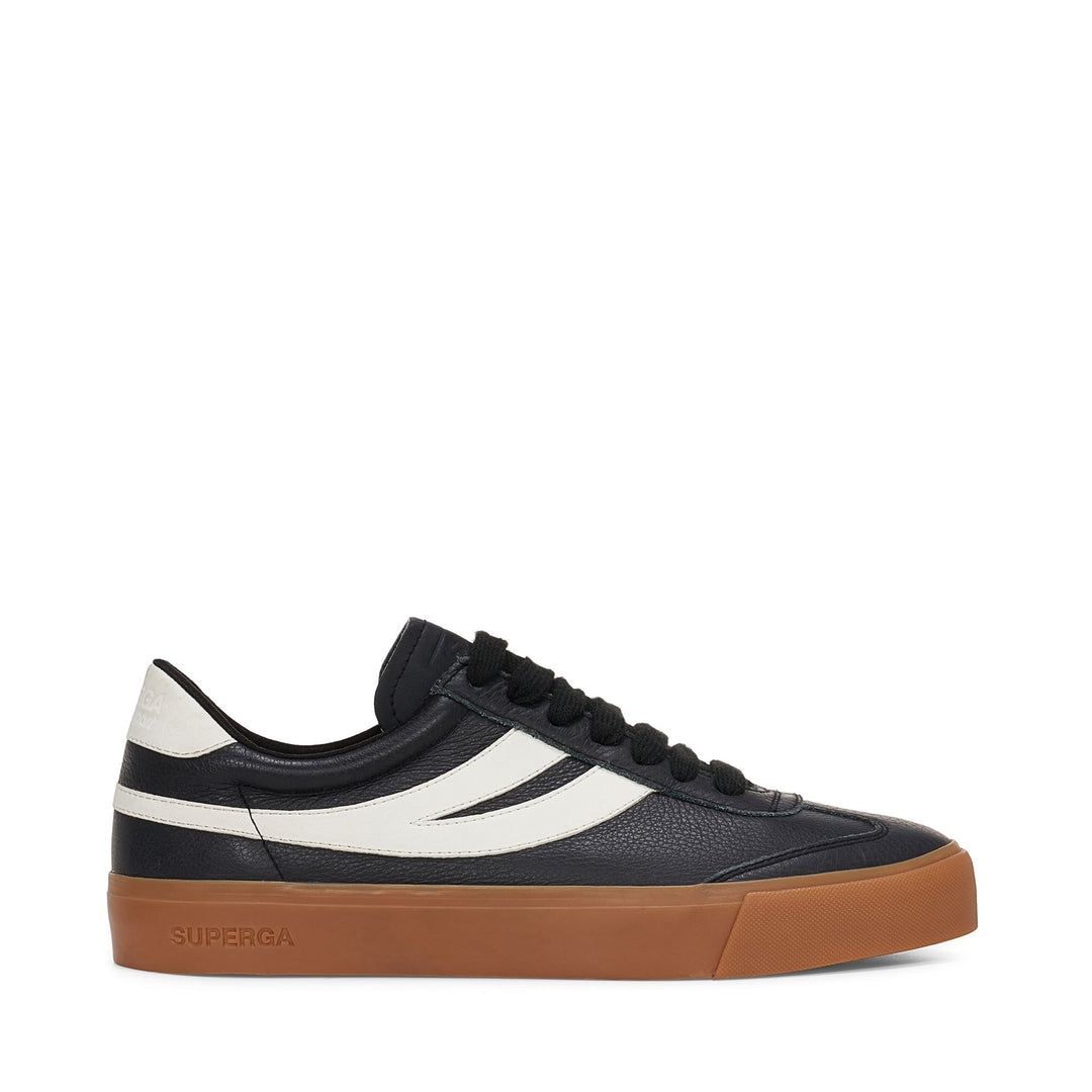 Zapatillas unisex negras de corte bajo con parte superior de cuero 01