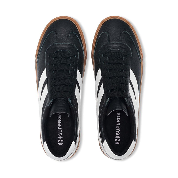 Sneakers basse unisex nere con tomaia in pelle 4