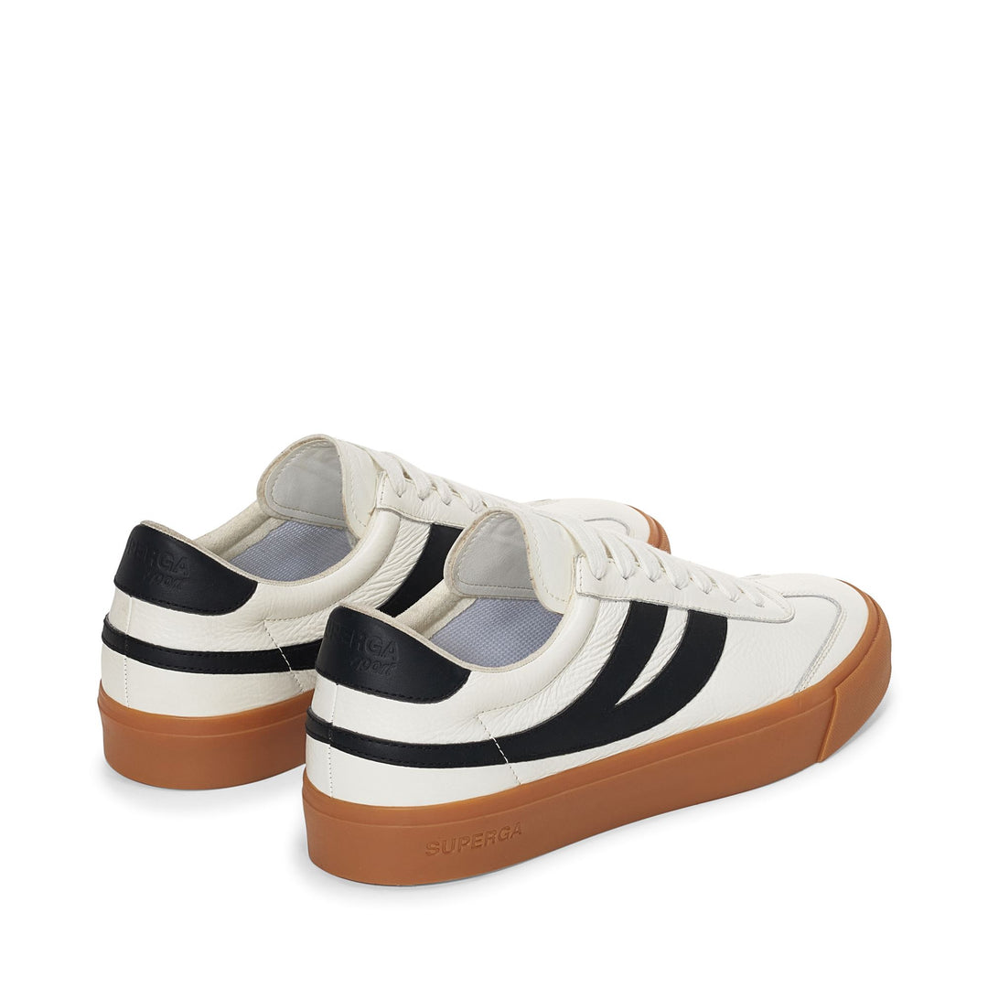 Unisex White Low Cut Sneakers with Leather Upper main