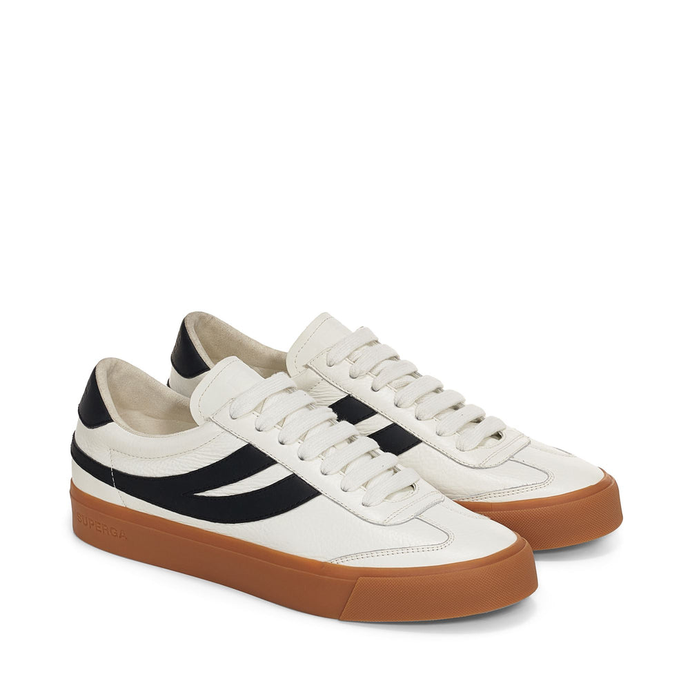 Zapatillas blancas unisex de corte bajo con parte superior de cuero 02