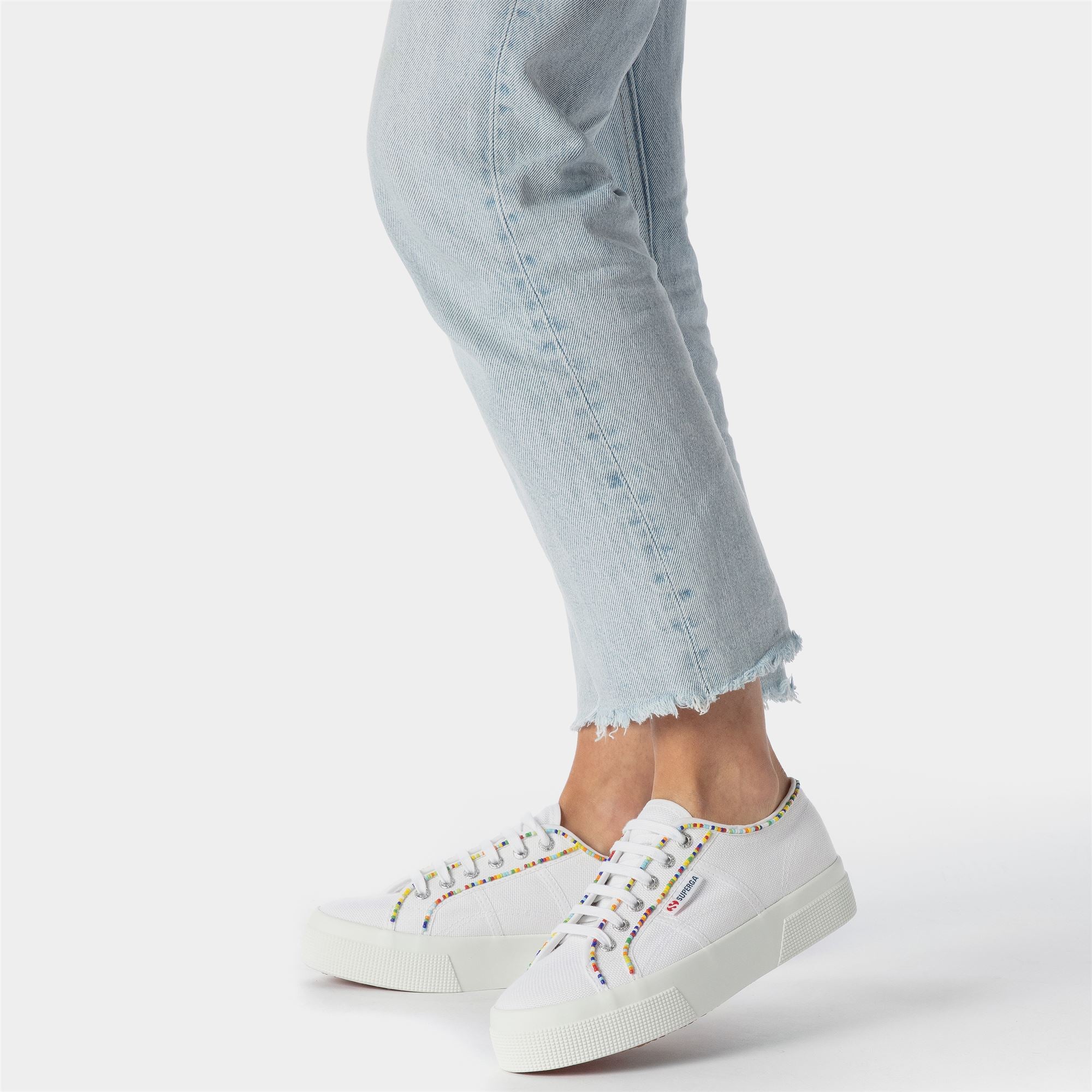 Lady Shoes Woman 2740 MULTICOLOR BEADS Wedge WHITE