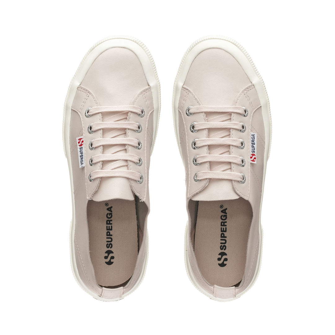 Le Superga Woman 2750 UNLINED NAPPA Sneaker PINK ALMOND-SILVER-FAVORIO Dressed Back (jpg Rgb)		