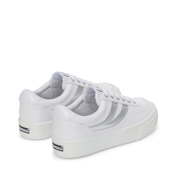Woman's Platform White Sneakers with Synthetic Upper 3