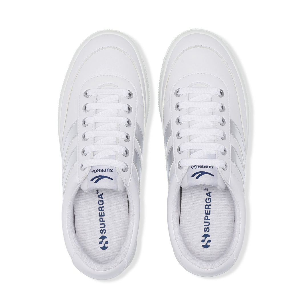 Woman's Platform White Sneakers with Synthetic Upper main