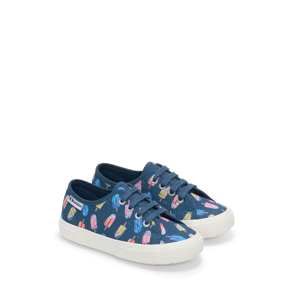 Sneakers basse per bambini in blu con tomaia in cotone 02