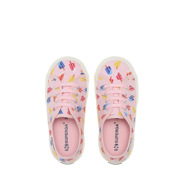 Sneakers basse per bambini in rosa con tomaia in cotone 4