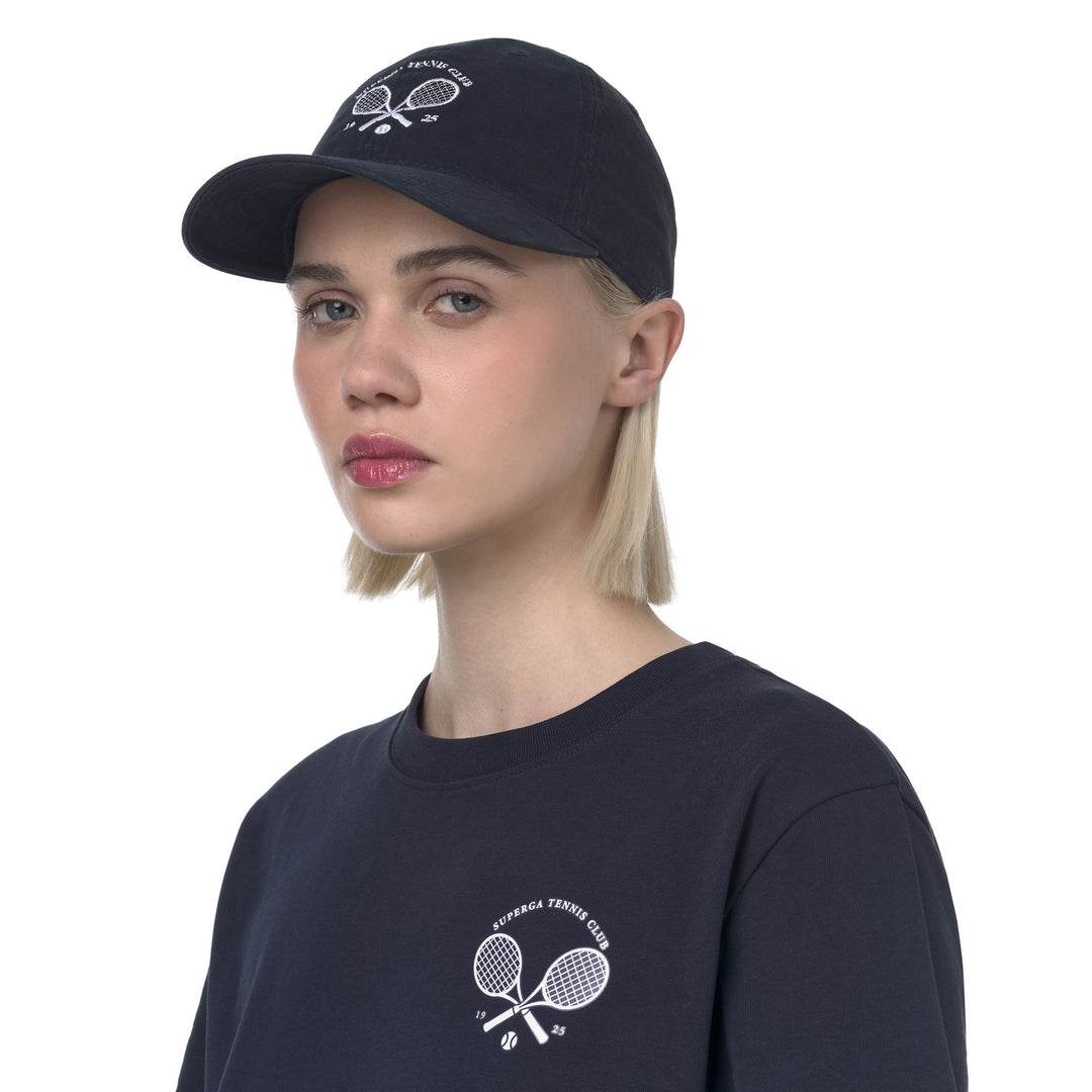 Cappellino unisex blu navy con tela di cotone main