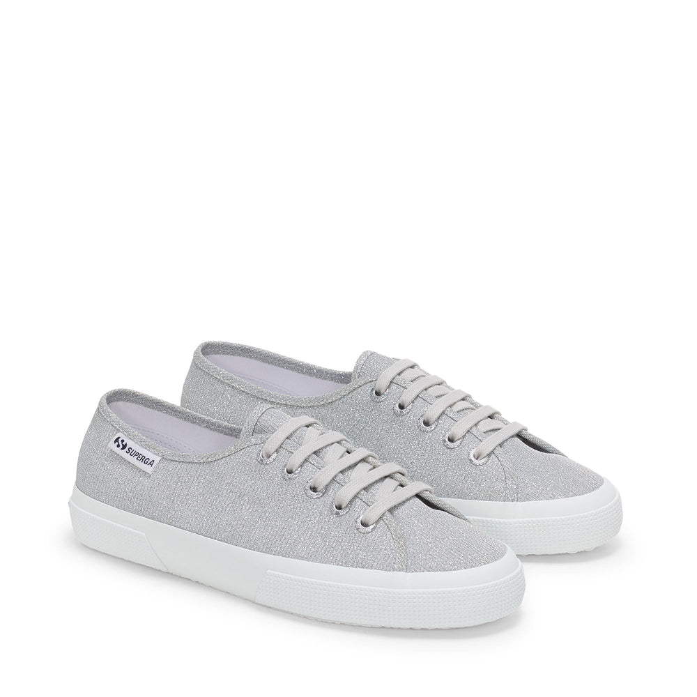 Woman's Low Cut Grey Sneakers with Jersey Lamé Upper 02