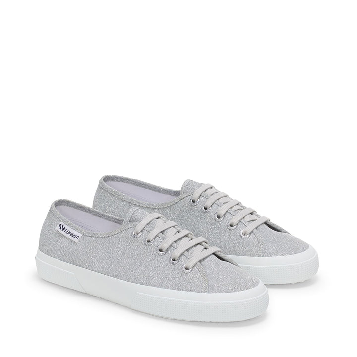 Woman's Low Cut Grey Sneakers with Jersey Lamé Upper 2