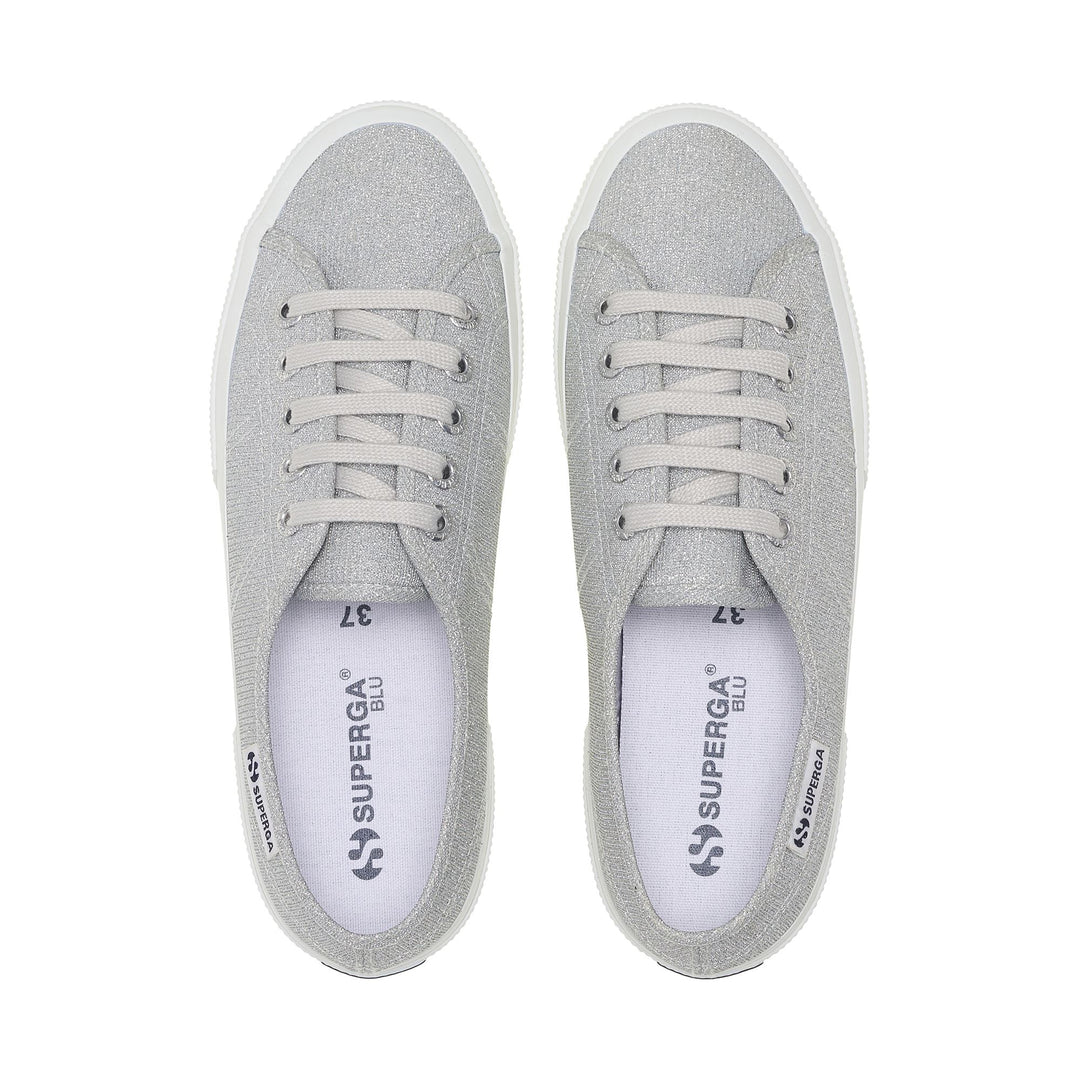 Woman's Low Cut Grey Sneakers with Jersey Lamé Upper main