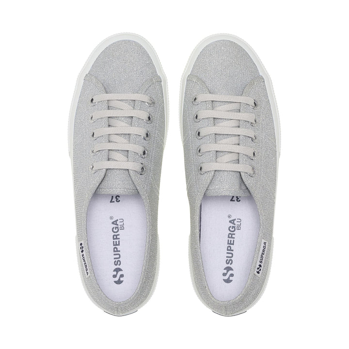 Woman's Low Cut Grey Sneakers with Jersey Lamé Upper 4
