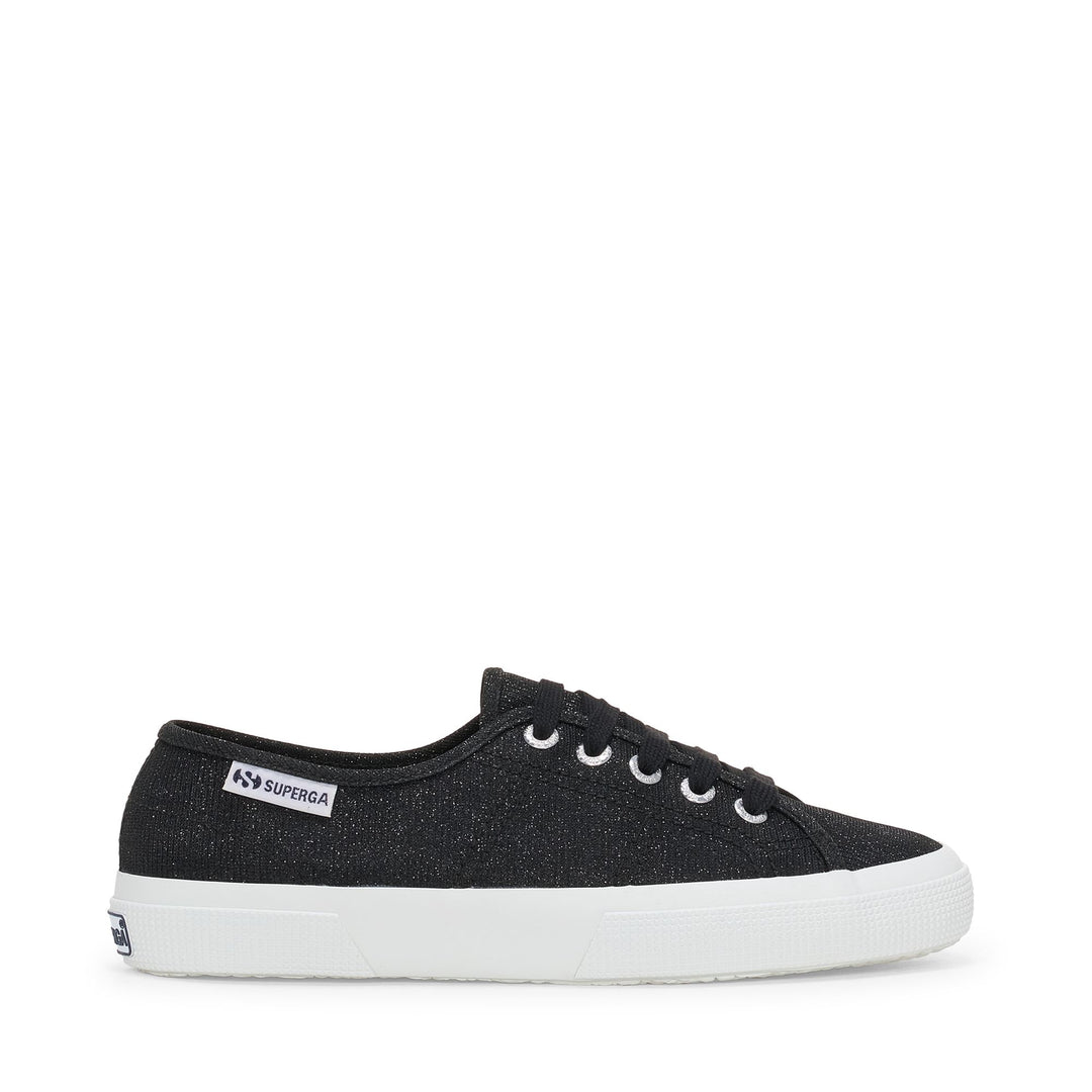 Woman's Low Cut Black Sneakers with Jersey Lamé Upper 01