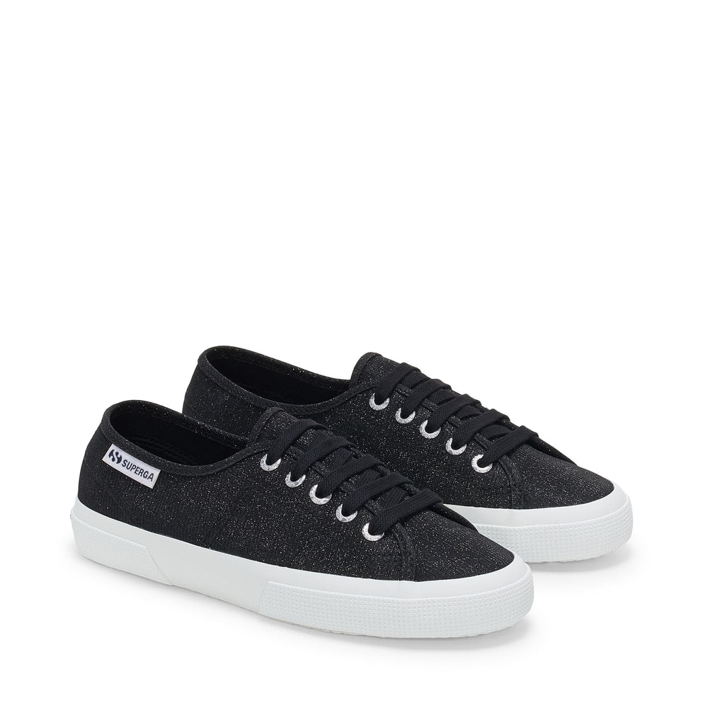Woman's Low Cut Black Sneakers with Jersey Lamé Upper 02